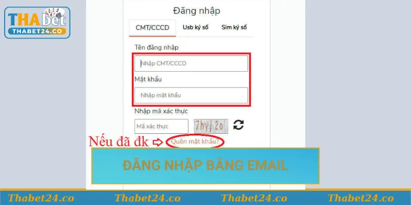 Hướng dẫn login Casino Thabet bằng Email 