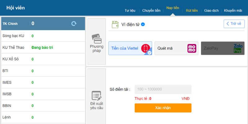 Nạp tiền vào Thabet qua ví điện tử tiện lợi